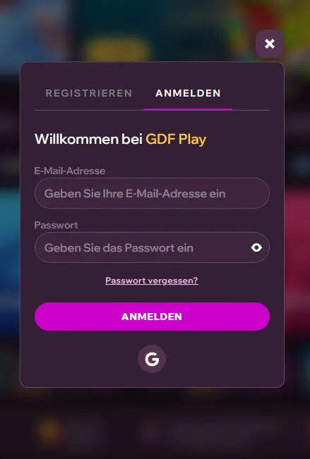 GDFPlay Casino Login – Anmeldeseite für deutsche Spieler